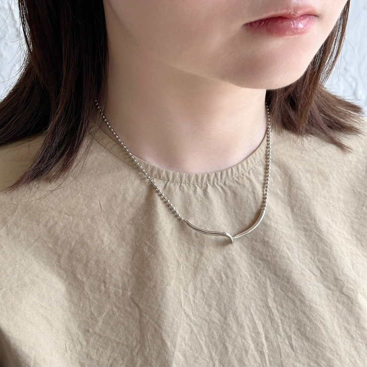 ショートネックレス ニュアンスパーツ ボールチェーン | feu | 詳細画像9 