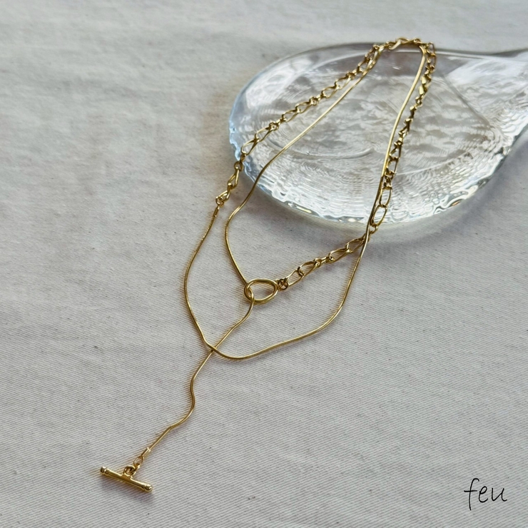ゴールド | ロングネックレス マンテル Y字 | feu