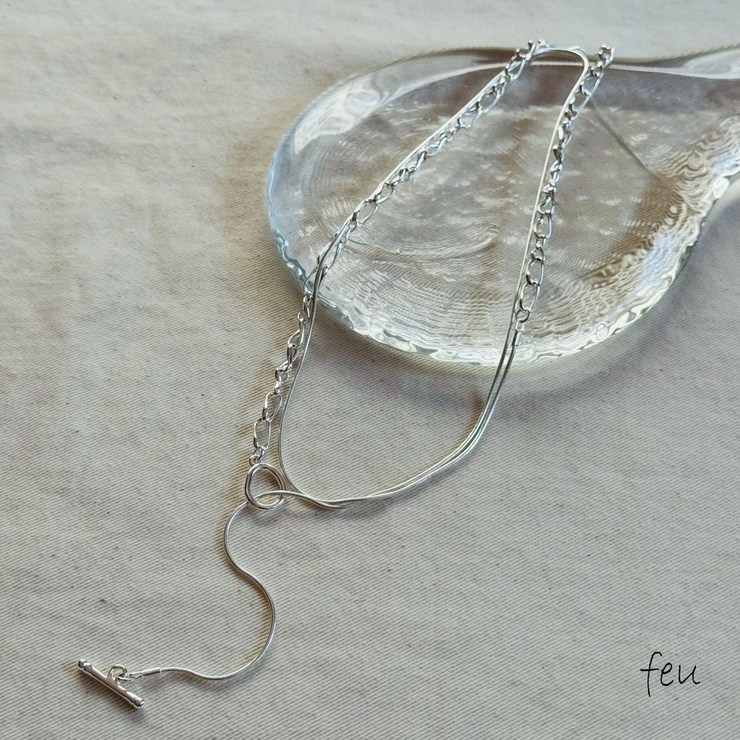 シルバー | ロングネックレス マンテル Y字 | feu