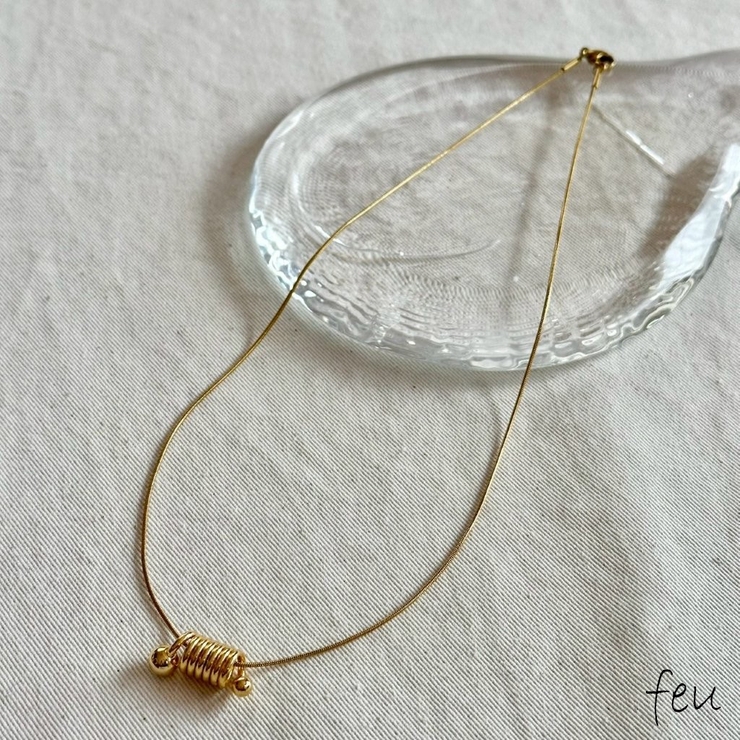 ゴールド | サージカルステンレス チェーンネックレス 天然石 | feu