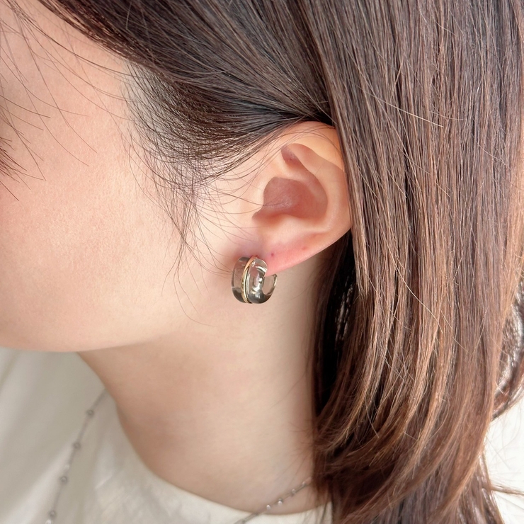 ミニフープピアス クリア樹脂 小ぶり | feu | 詳細画像17 