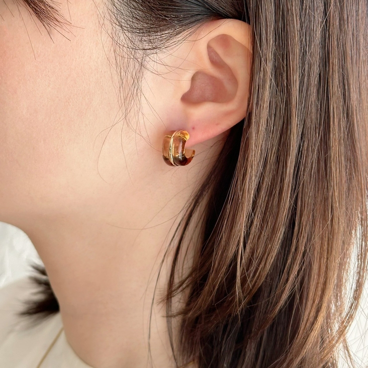 ミニフープピアス クリア樹脂 小ぶり | feu | 詳細画像3 