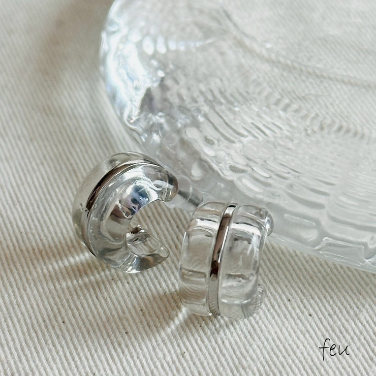 クリア | ミニフープピアス クリア樹脂 小ぶり | feu