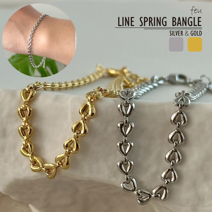 チェーンブレスレット Y2Kファッション ハートチェーン | feu | 詳細画像1 