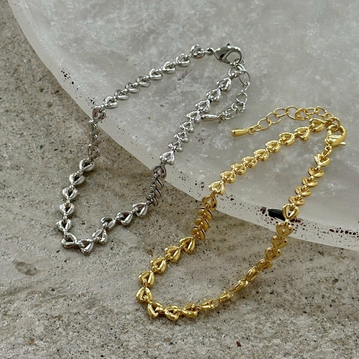 チェーンブレスレット Y2Kファッション ハートチェーン | feu | 詳細画像3 