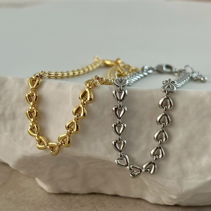 チェーンブレスレット Y2Kファッション ハートチェーン | feu | 詳細画像8 