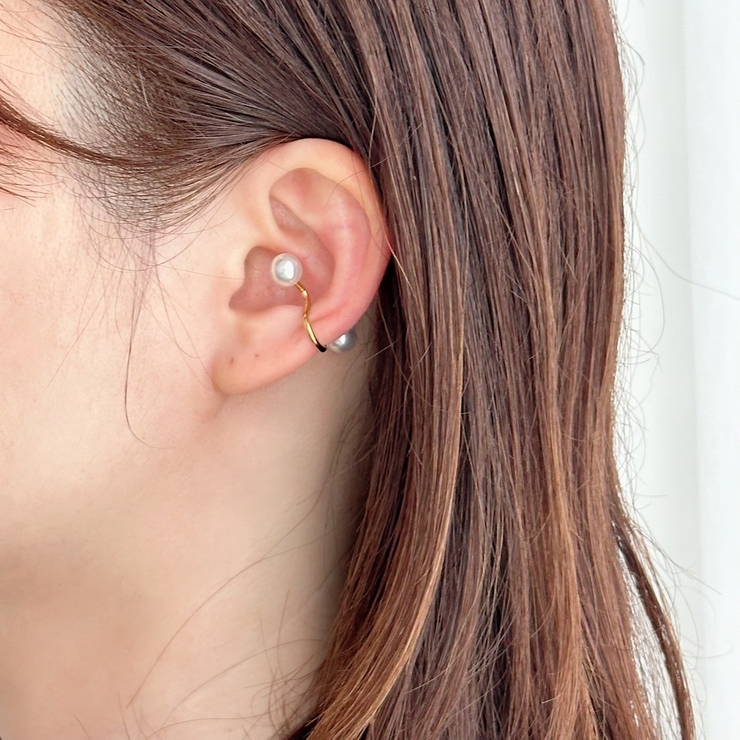 サージカルステンレス イヤーカフ 樹脂パール | feu | 詳細画像9 