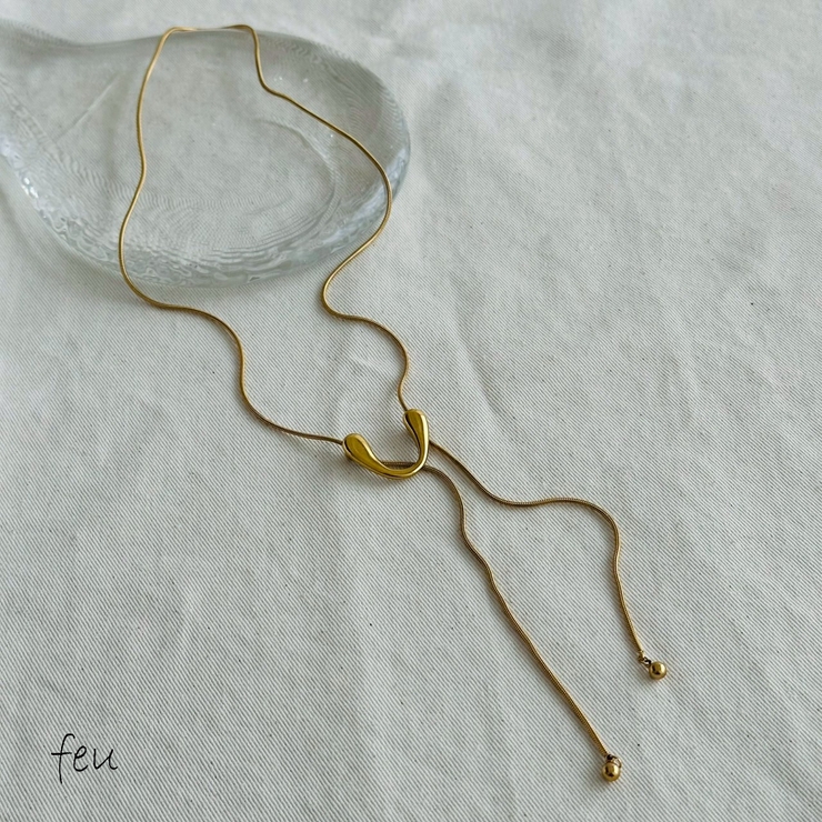 ゴールド | サージカルステンレス スネークネックレス スライドノット | feu