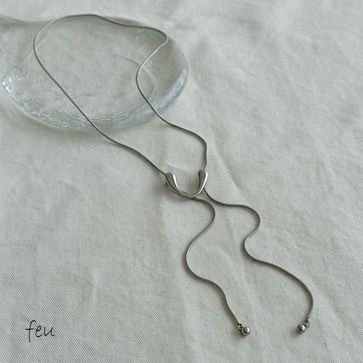 シルバー | サージカルステンレス スネークネックレス スライドノット | feu