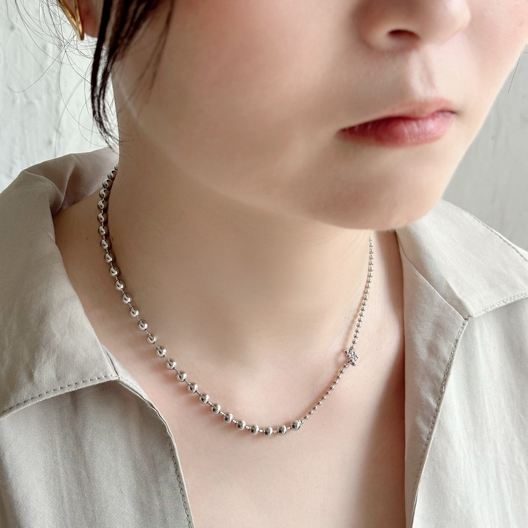 ネックレス ボールチェーン アシンメトリーきらきら | feu | 詳細画像11 