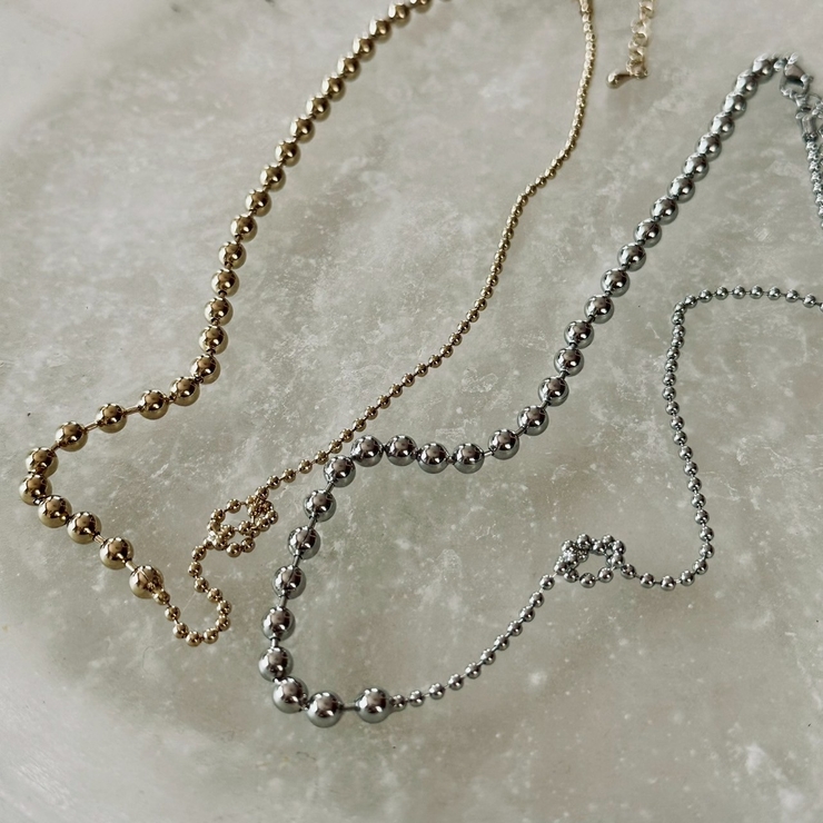ネックレス ボールチェーン アシンメトリーきらきら | feu | 詳細画像14 