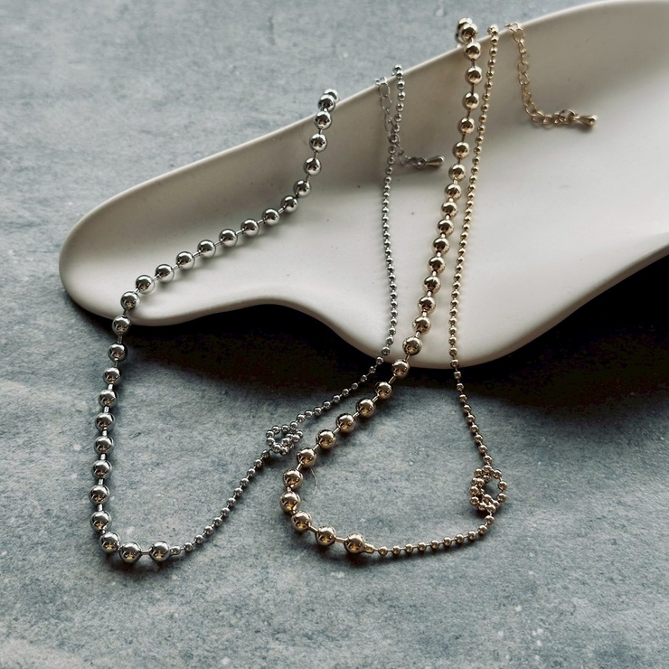 ネックレス ボールチェーン アシンメトリーきらきら | feu | 詳細画像2 