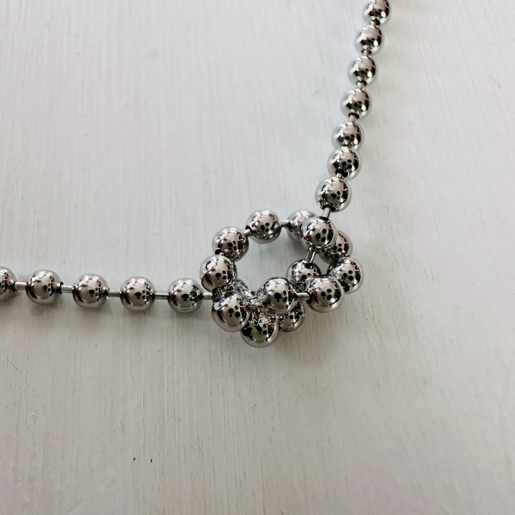 ネックレス ボールチェーン アシンメトリーきらきら | feu | 詳細画像6 