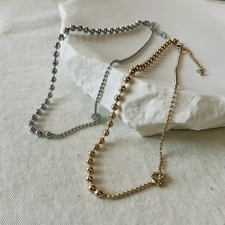 ネックレス ボールチェーン アシンメトリーきらきら | feu | 詳細画像8 