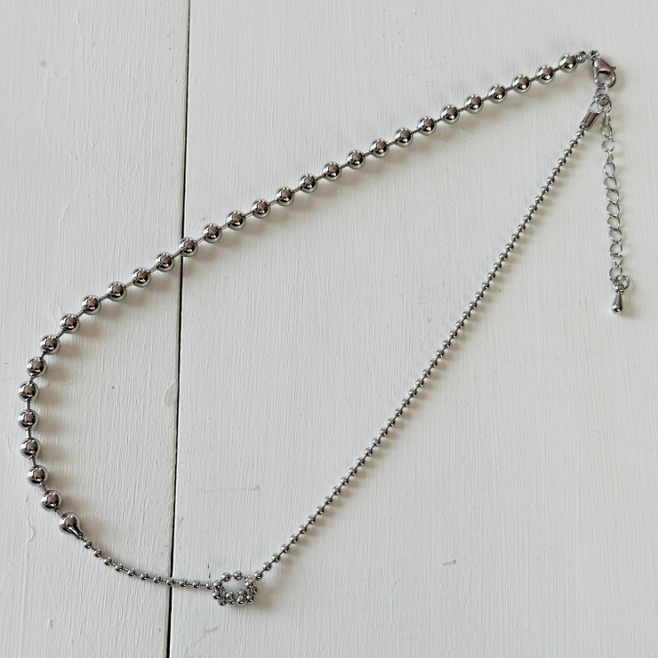 ネックレス ボールチェーン アシンメトリーきらきら | feu | 詳細画像15 