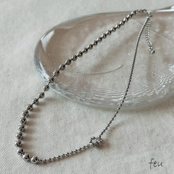 シルバー | ネックレス ボールチェーン アシンメトリーきらきら | feu