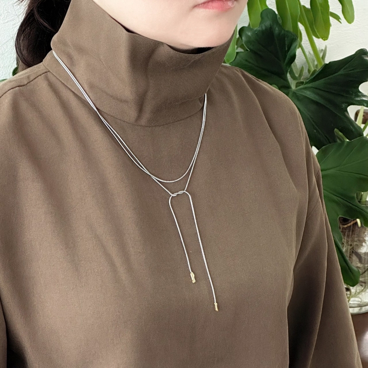 サージカルステンレス ロングネックレス スネークチェーン | feu | 詳細画像3 