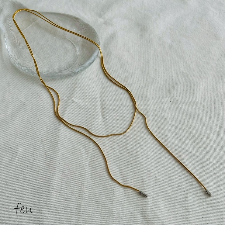 ゴールド | サージカルステンレス ロングネックレス スネークチェーン | feu