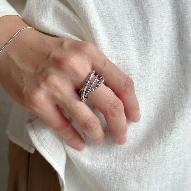 フリーサイズリング 変形クロス 異素材ミックス | feu | 詳細画像14 