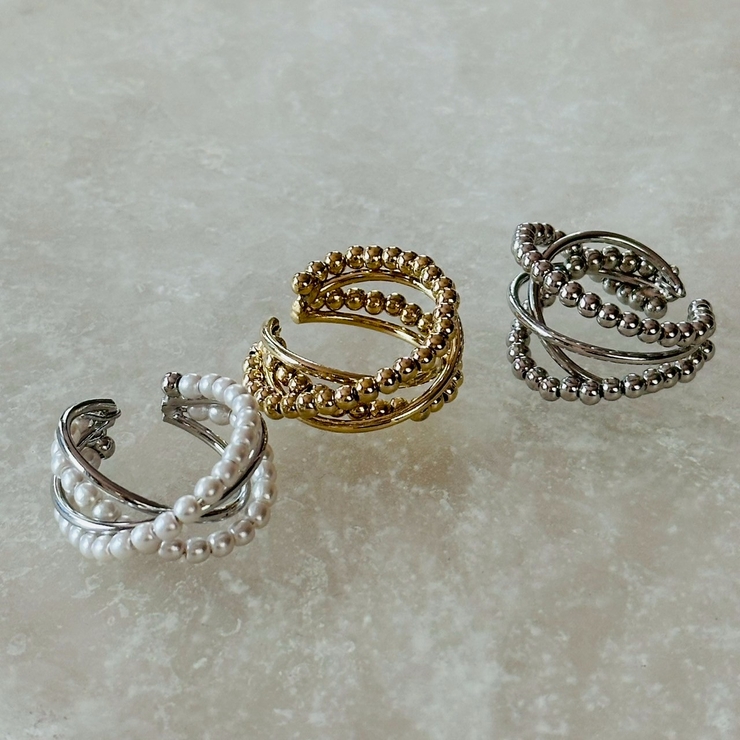 フリーサイズリング 変形クロス 異素材ミックス | feu | 詳細画像2 