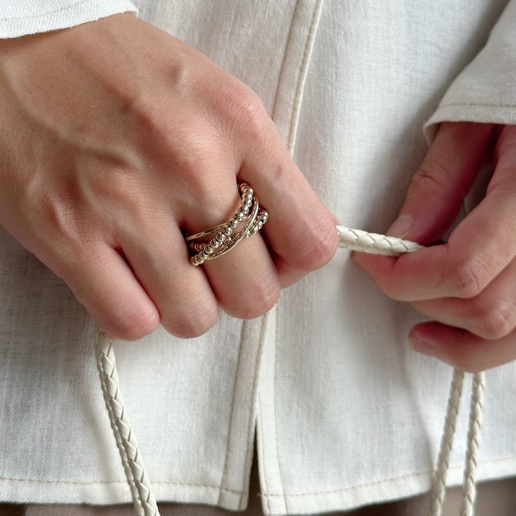 フリーサイズリング 変形クロス 異素材ミックス | feu | 詳細画像4 