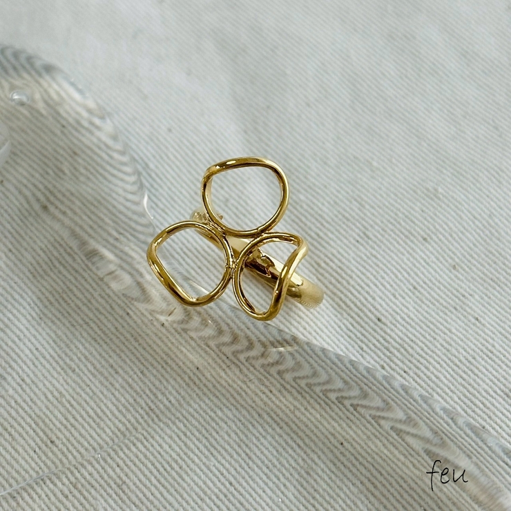 ゴールド | 変形メタル リング ワイヤーアートデザイン | feu