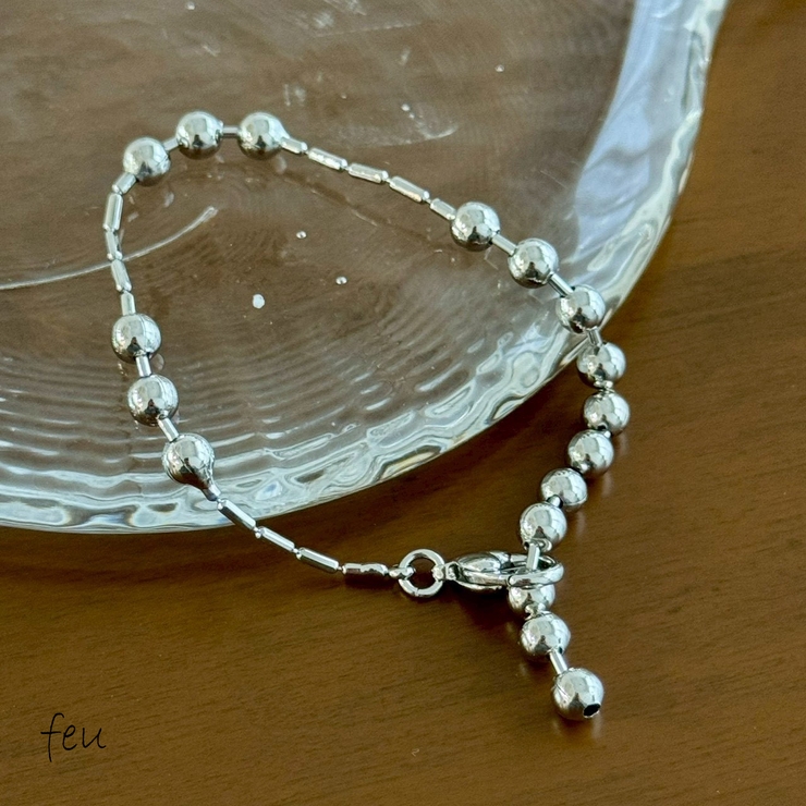 シルバー | チェーンブレスレット Y2Kファッション ボールチェーン | feu