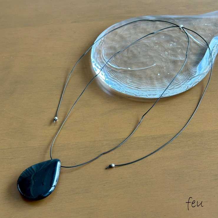 ドロップ | オニキス ネックレス ブラックコード | feu