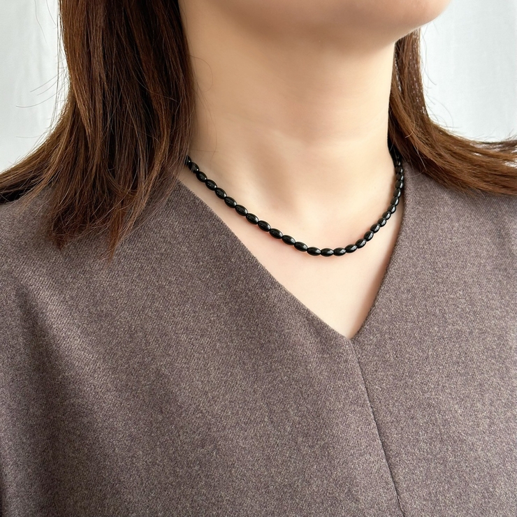 カラーショートネックレス サージカルステンレス オニキス | feu | 詳細画像10 