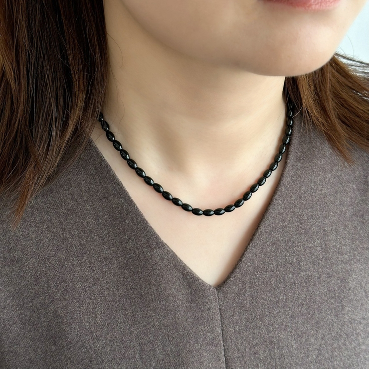 カラーショートネックレス サージカルステンレス オニキス | feu | 詳細画像12 