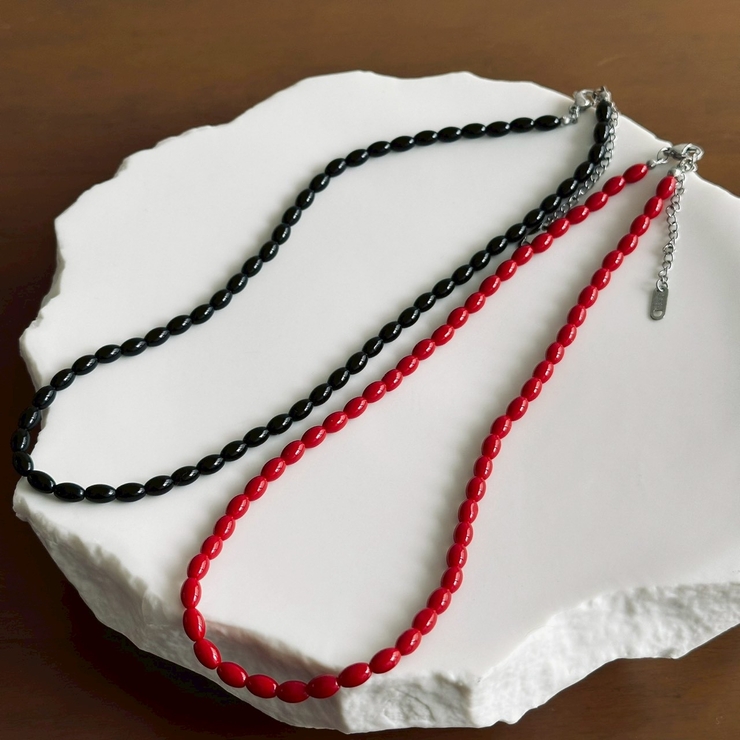 カラーショートネックレス サージカルステンレス オニキス | feu | 詳細画像19 