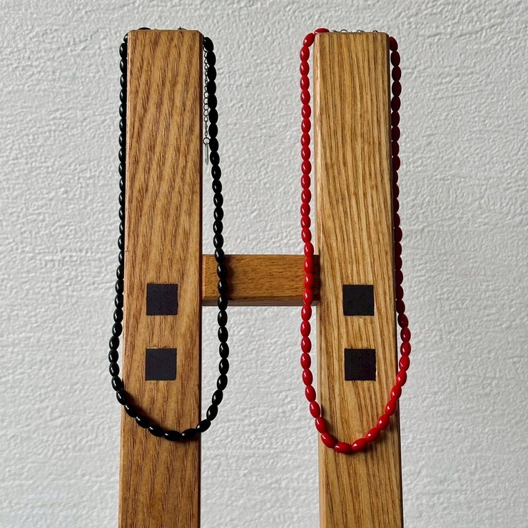 カラーショートネックレス サージカルステンレス オニキス | feu | 詳細画像2 