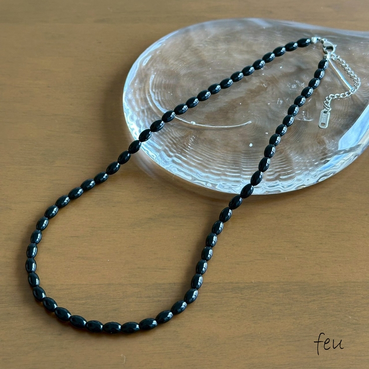 ブラック | カラーショートネックレス サージカルステンレス オニキス | feu