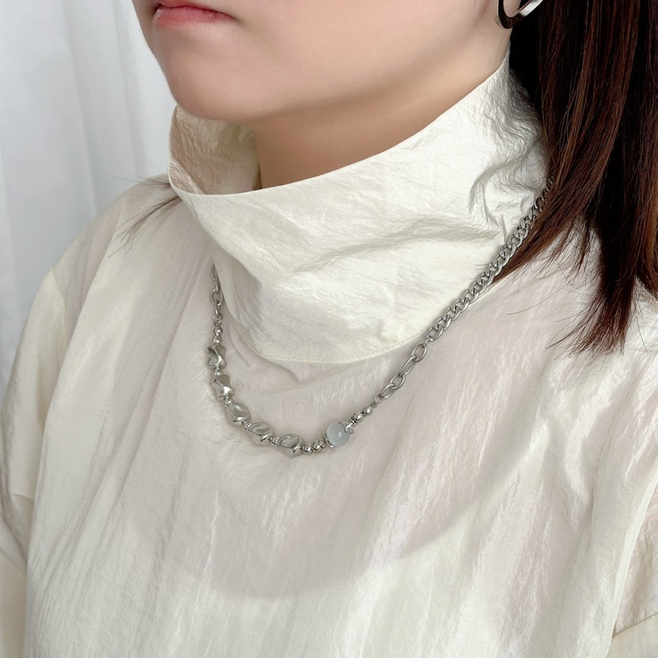 サージカルステンレスネックレス 変形メタル 大ぶり | feu | 詳細画像10 