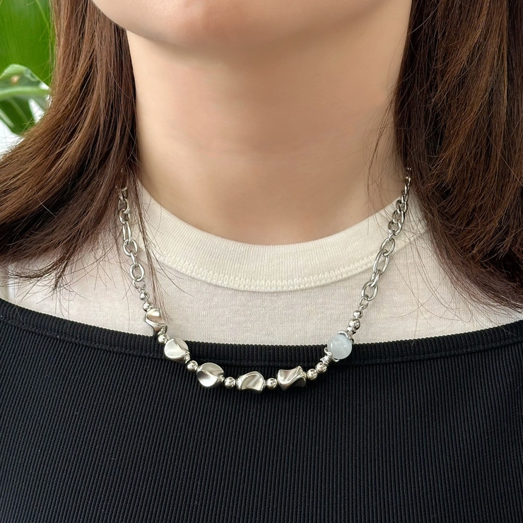 サージカルステンレスネックレス 変形メタル 大ぶり | feu | 詳細画像11 