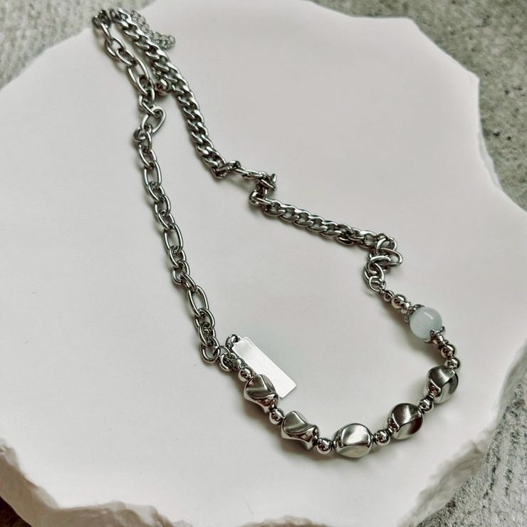 サージカルステンレスネックレス 変形メタル 大ぶり | feu | 詳細画像8 