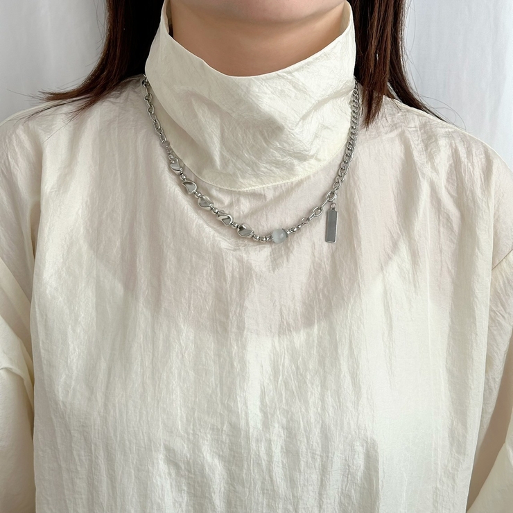 サージカルステンレスネックレス 変形メタル 大ぶり | feu | 詳細画像9 