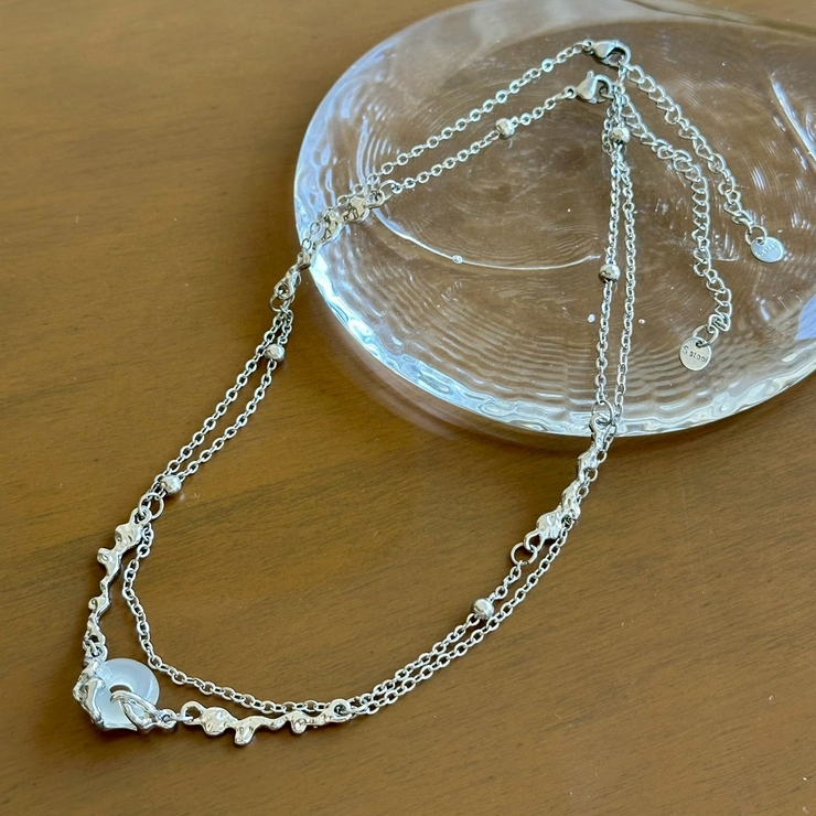 シルバー | サージカルステンレス 2連ネックレス アレルギー対応素材 | feu