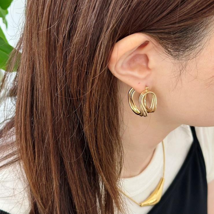 フープピアス 変形メタル ワイヤーアートデザイン | feu | 詳細画像10 