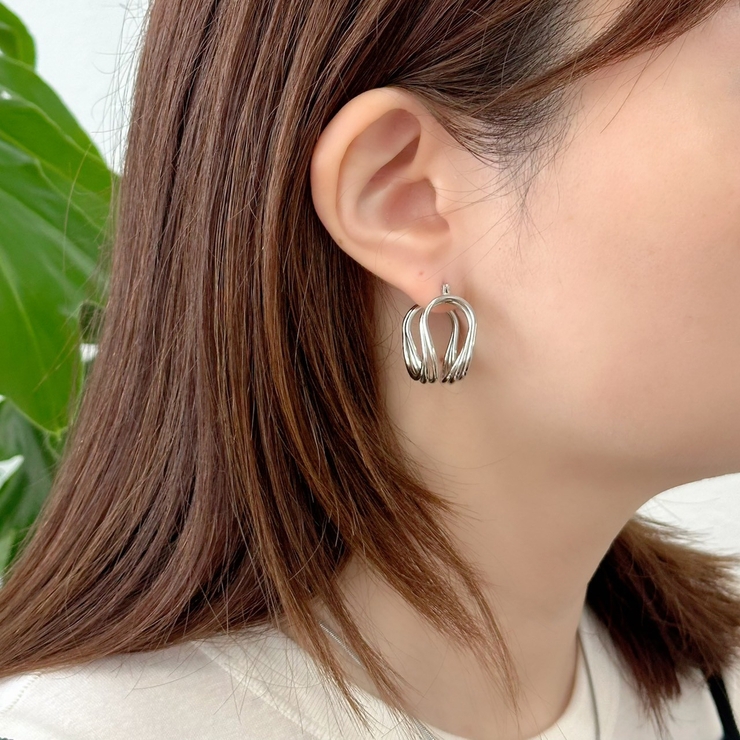 フープピアス 変形メタル ワイヤーアートデザイン | feu | 詳細画像13 