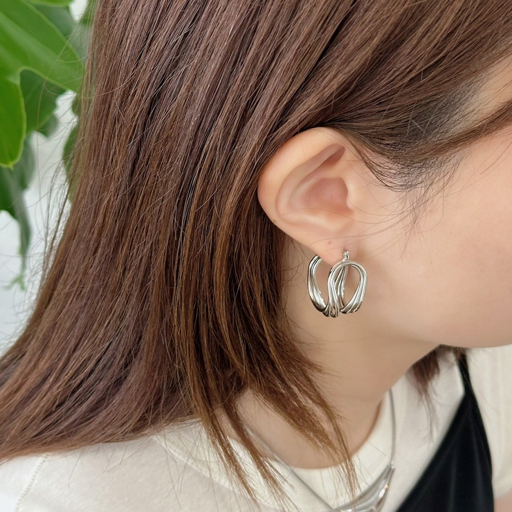 フープピアス 変形メタル ワイヤーアートデザイン | feu | 詳細画像14 