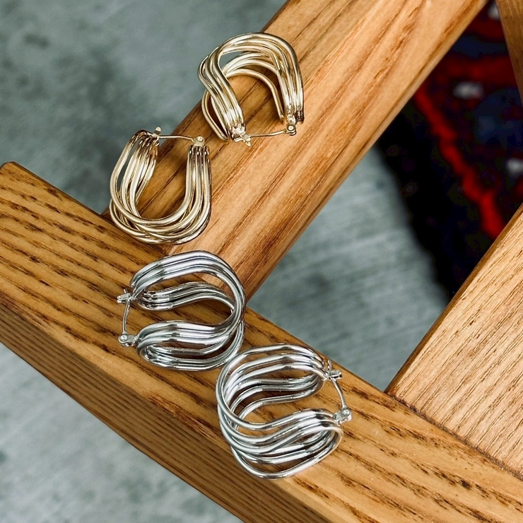 フープピアス 変形メタル ワイヤーアートデザイン | feu | 詳細画像16 