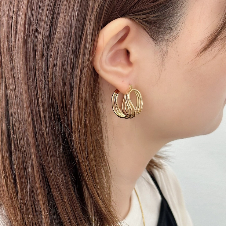 フープピアス 変形メタル ワイヤーアートデザイン | feu | 詳細画像3 