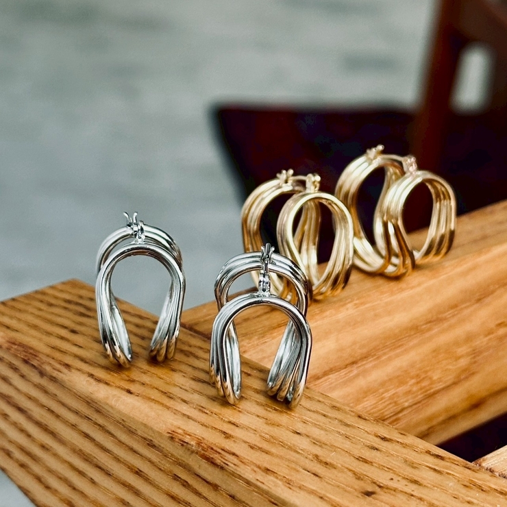 フープピアス 変形メタル ワイヤーアートデザイン | feu | 詳細画像7 