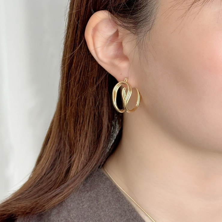 フープピアス 変形メタル ワイヤーアートデザイン | feu | 詳細画像8 