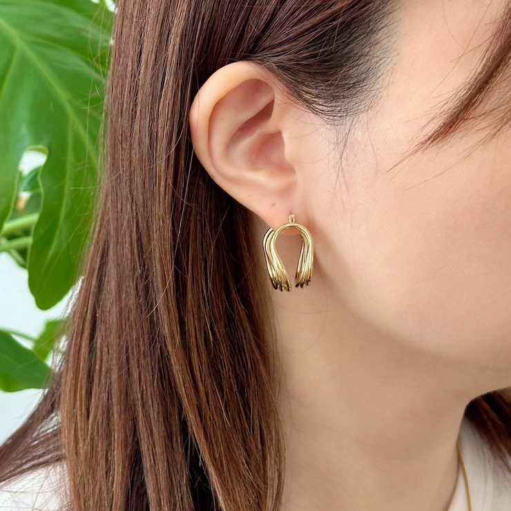 フープピアス 変形メタル ワイヤーアートデザイン | feu | 詳細画像9 