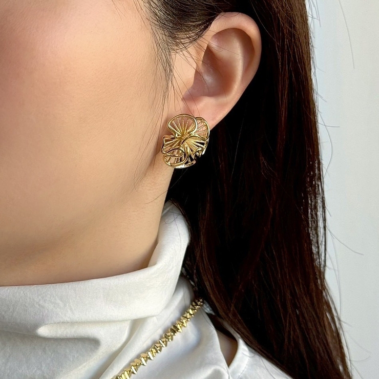 フラワーピアス メタル 大ぶり | feu | 詳細画像2 