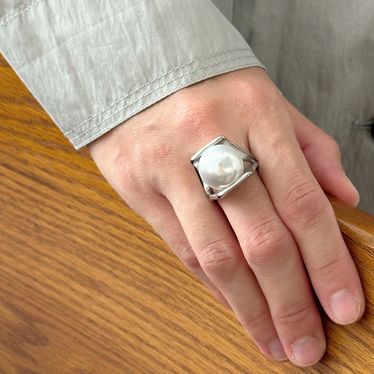 サージカルステンレスリング 樹脂パール 大ぶり | feu | 詳細画像12 