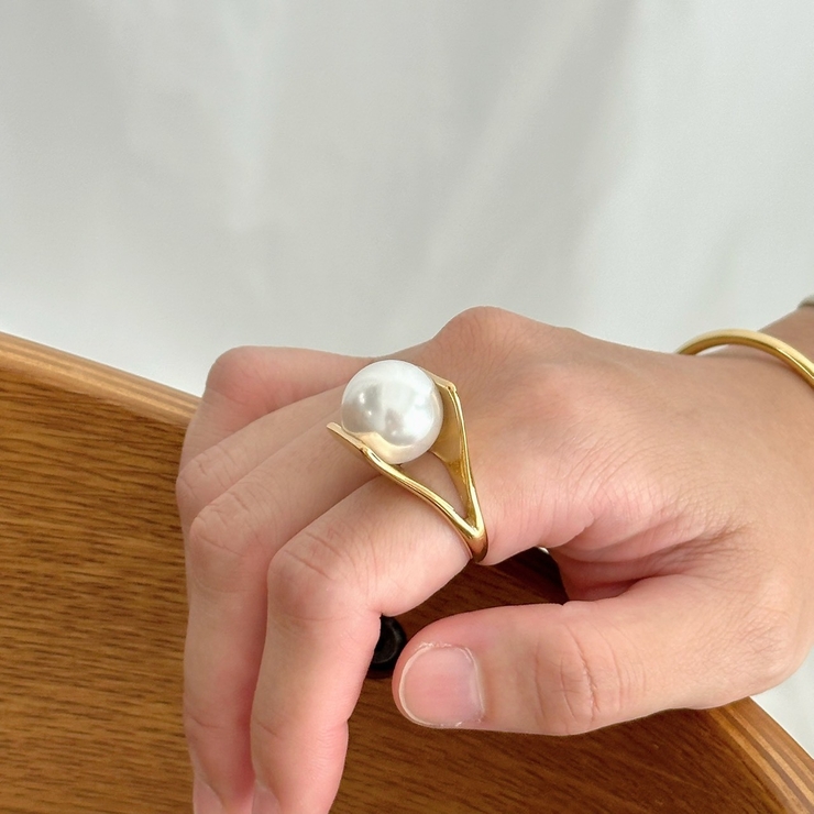 サージカルステンレスリング 樹脂パール 大ぶり | feu | 詳細画像15 