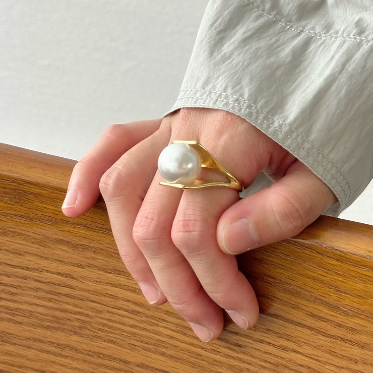 サージカルステンレスリング 樹脂パール 大ぶり | feu | 詳細画像2 